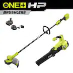 ONE+ HP 18V Brushless Cordless Battery String Trimmer and Leaf Blower Combo Kit with 4.0 Ah Battery and Charger