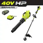 40V HP Brushless 600 CFM 155 MPH Cordless Leaf Blower and Carbon Fiber String Trimmer with 4.0 Ah Battery and Charger