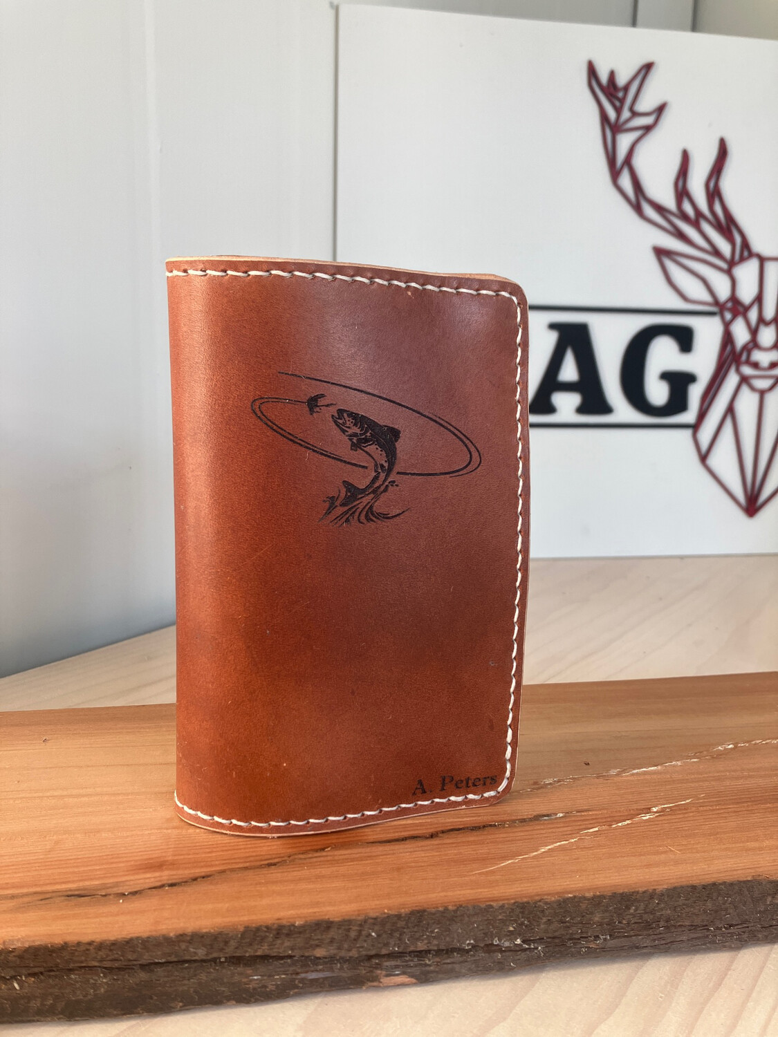 Leather Fishing Fly Case Custom Engraved