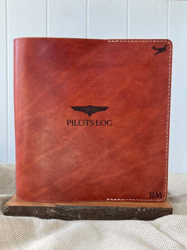 Leather Pilots Logbook Cover Custom Engraved