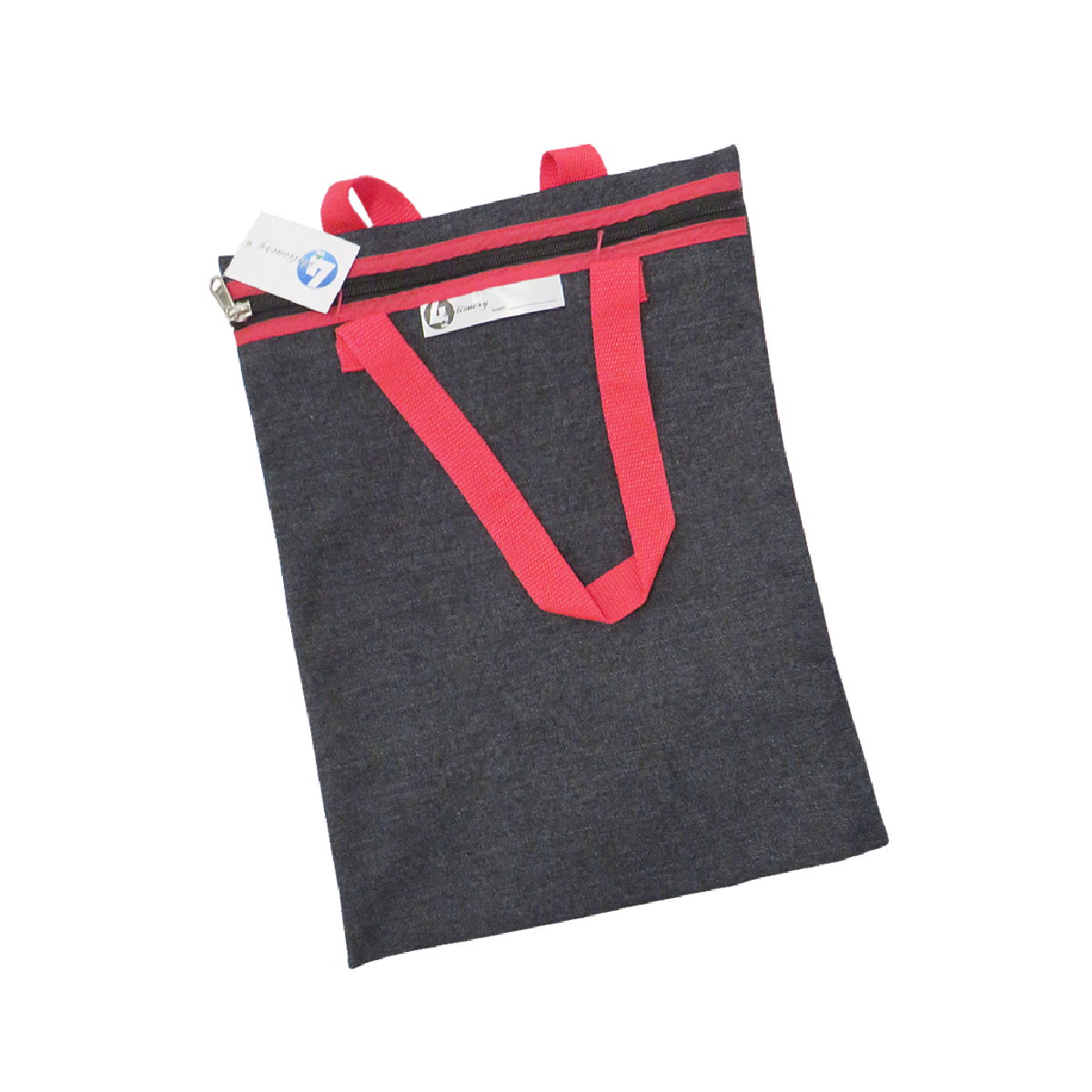 4Kids Denim Library Book Bag with Handle, Red