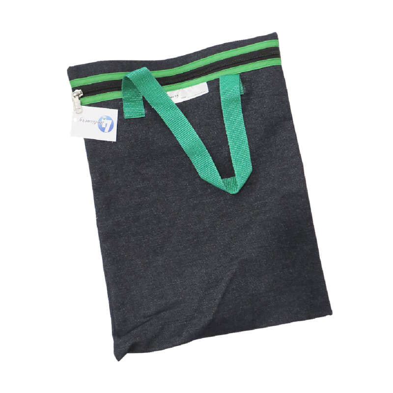 4Kids Denim Library Book Bag with Handle, Green