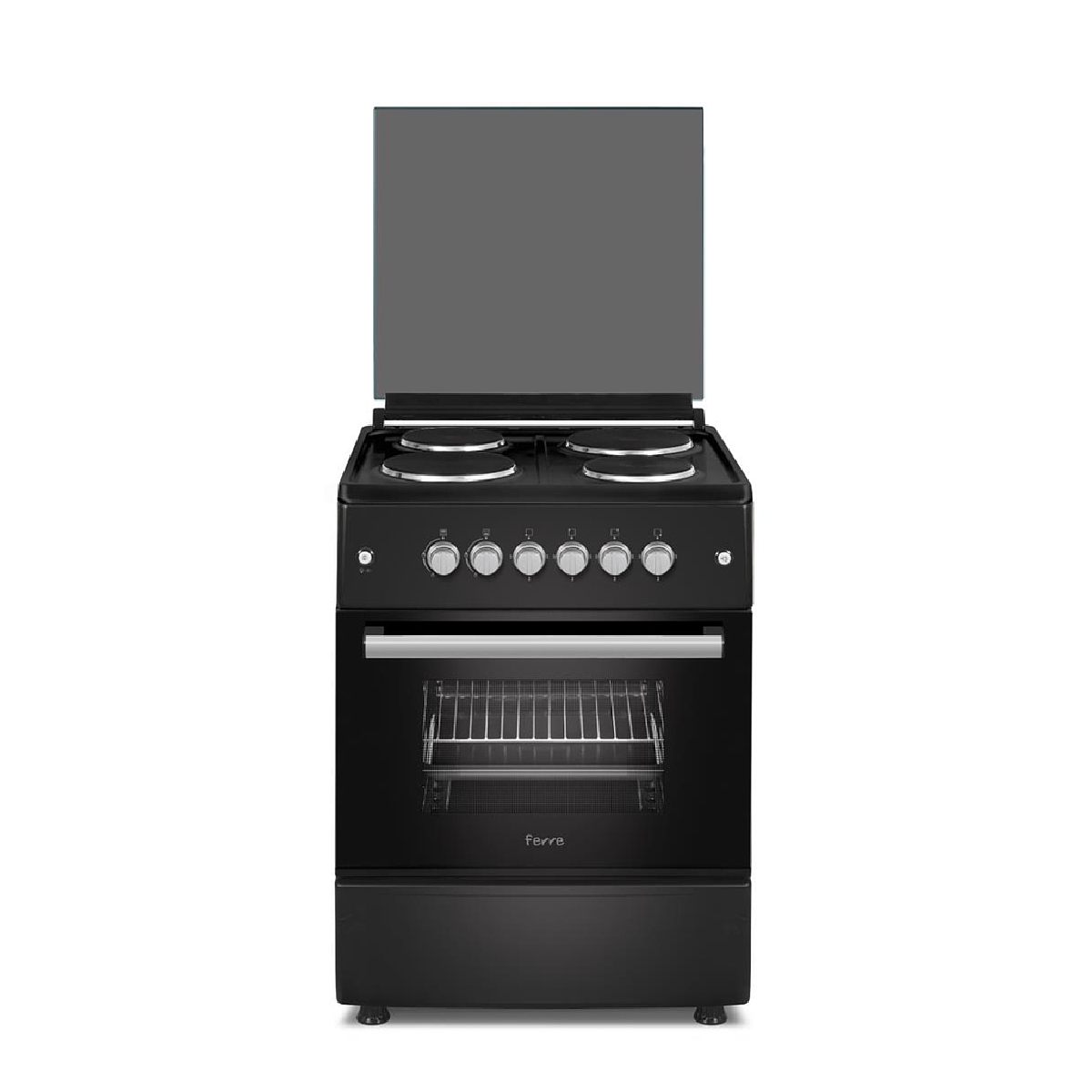 Ferre 60cm Black 4 Plate Electric Stove, Electric Oven