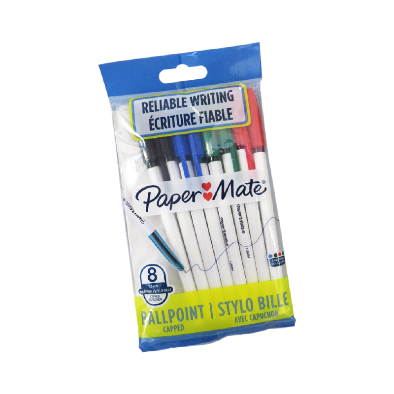 Paper Mate 045 BP Cap 1.0mm Asst Pens 8&#39;s