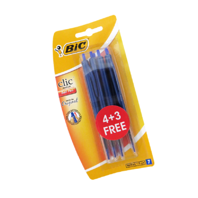 Bic Clic Medium Blister Ball Pens (Blue) Get 3 FREE