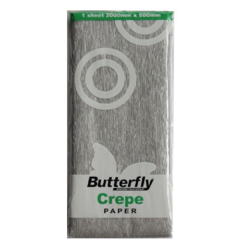 Butterfly Crepe Paper Folds Silver 1 Sheet