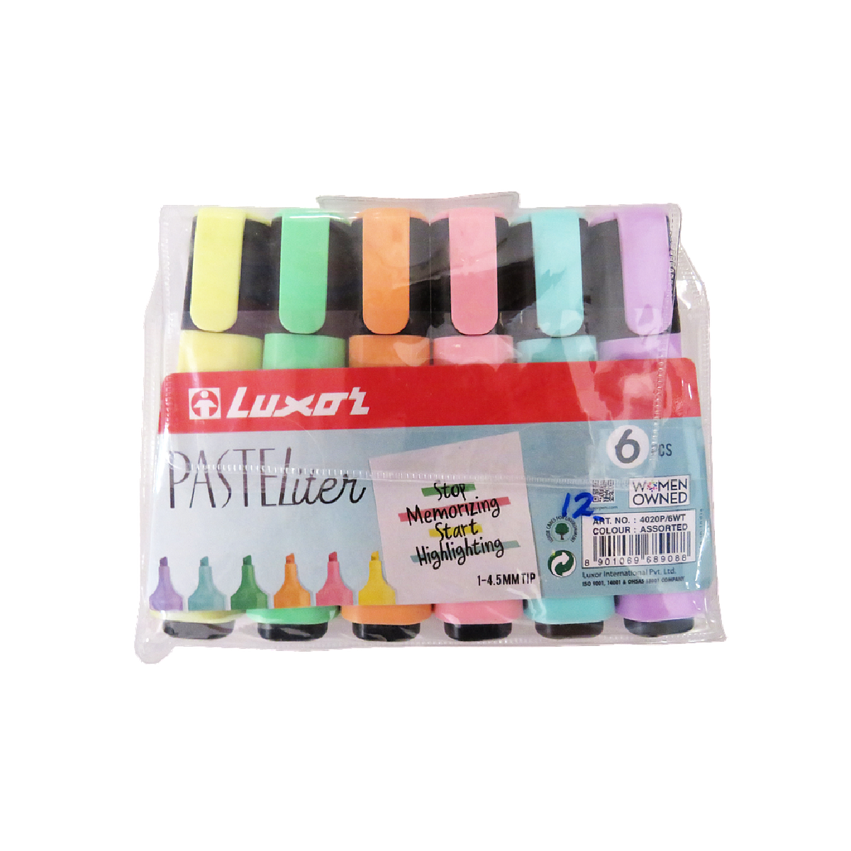 Luxor Pastel Highlighter Assorted Pack of 6