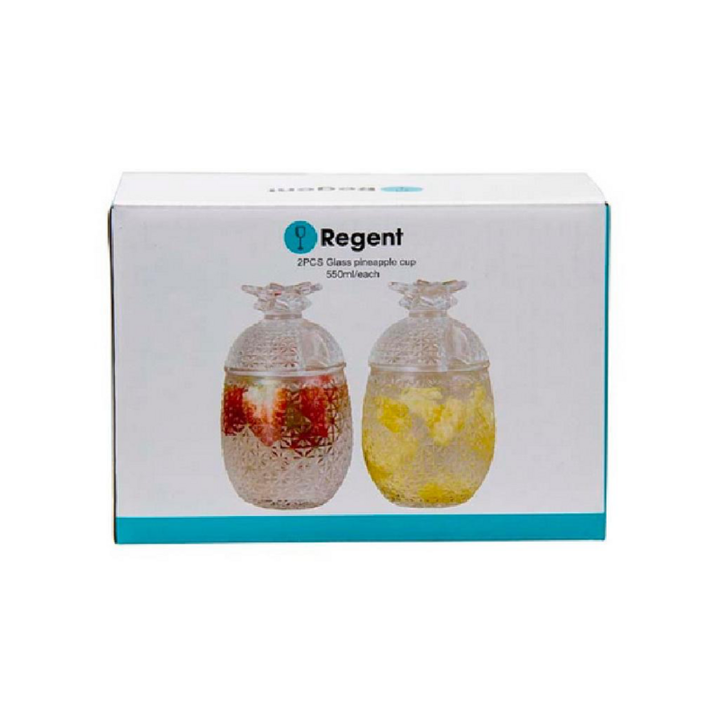 Regent Pineapple Mug With Glass Lid Box Of 2
