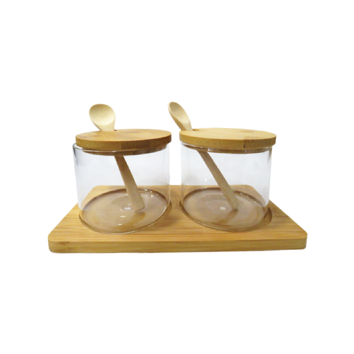 Glass Spice Jar Bamboo Lid 2 Piece 300ml