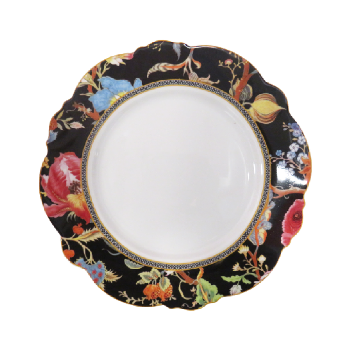 Jenna Clifford V Black Floral Dinner Plate