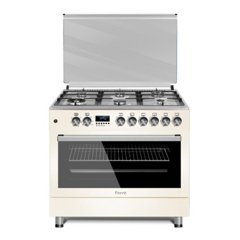Ferre 90x60 , 6 Gas Burner , Electric Oven Cream