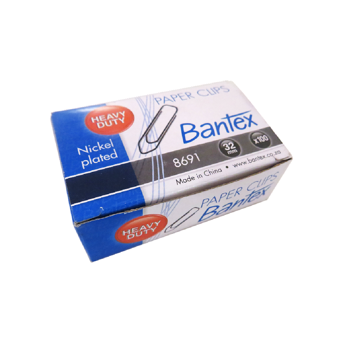 Bantex 32mm Boat Shaped Paper Clips Nickel Plated 100pc