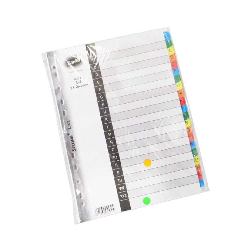 Bantex Index A4 A-Z Multi Coloured Mylar Tabs