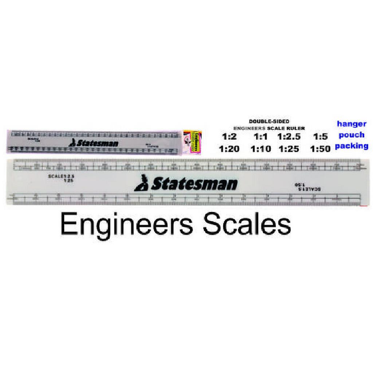 Statesman Double Sided Scale Ruler Engineers Flat