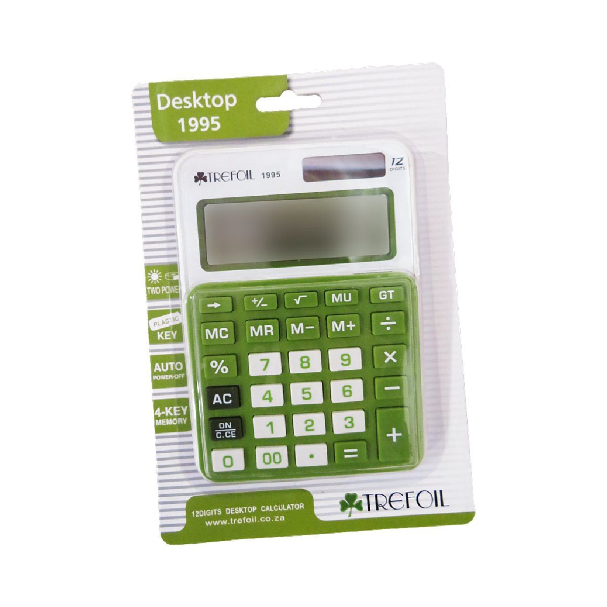 12 Digit Desktop Calculator 1995 Medium Green/White