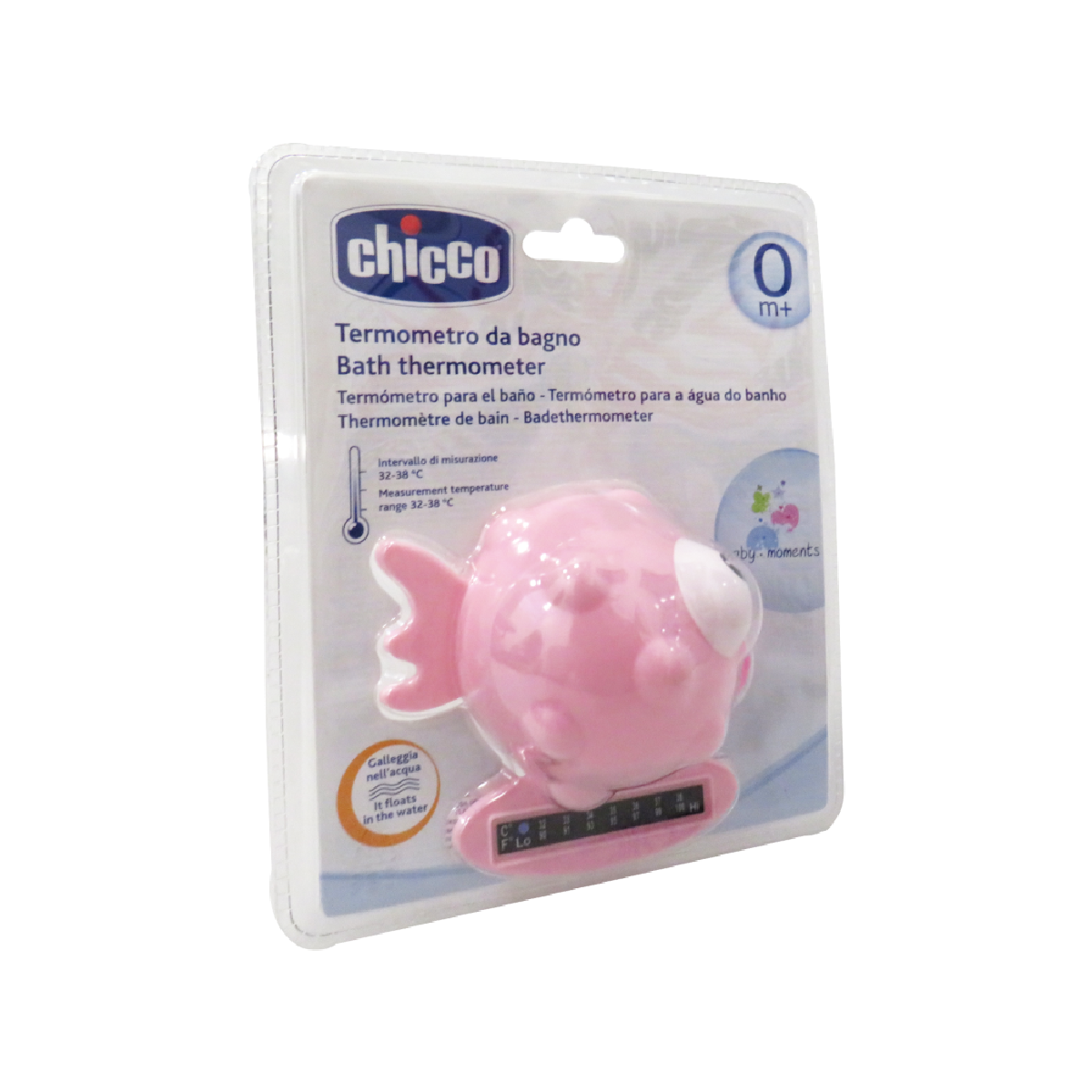 Chicco Baby Bath Thermometer Glove Fish Pink