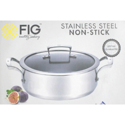 FIG Casserole 28cm Stainless Steel And Glass Lid