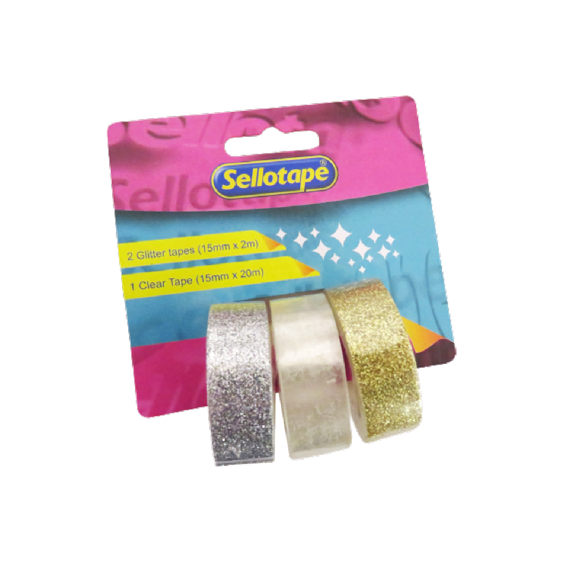 Sellotape Glitter Tape 3pk Carded