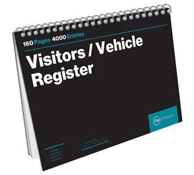 RBE Visitor and vehicle Register Spiral Bound Book
