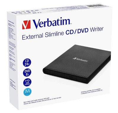 Verbatim External Slimline CD / DVD Writer And 5 Free DVD Spindle
