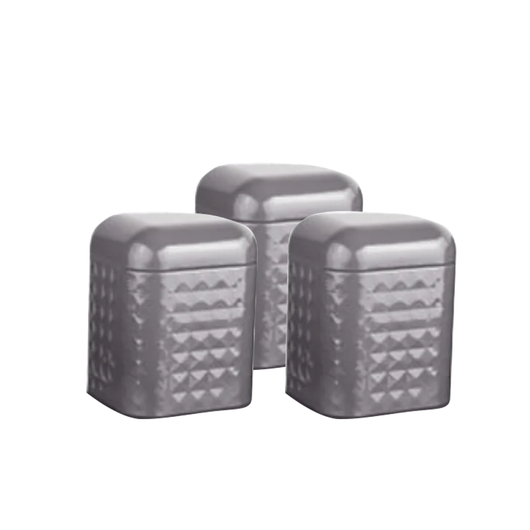 Tea, Coffee, Sugar Canister Diamond Grey 3pc