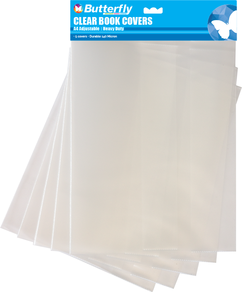 Butterfly precut adjustable Clear Plastic Book Covers A4 10s
