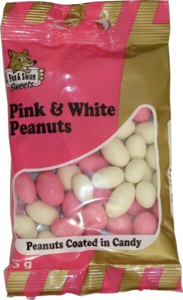 Fox and Swan Sweets 75g Pink &amp; White Candy Coated Peanuts