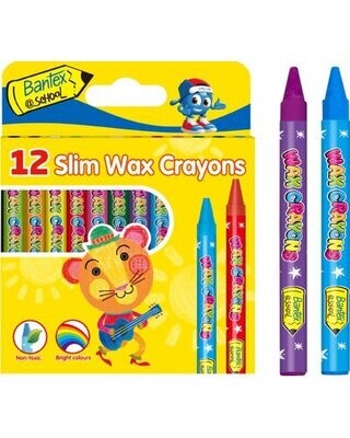 Bantex Slim Wax Crayons Pack of 12