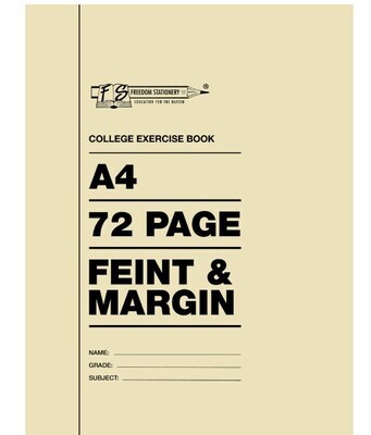 Freedom Stationery 72 Page College Book A4 Quad & Margin