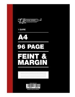 Freedom Stationery Counter Book Feint &amp; Margin 96 Page 1 Quire