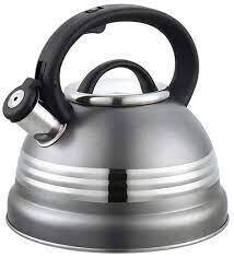 Shiny Grey Continental Whisteling Kettle