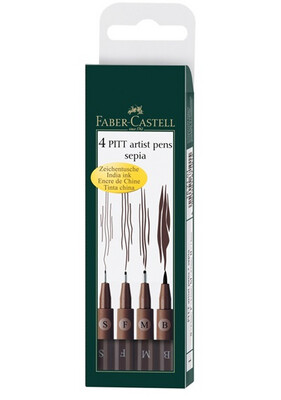 Faber-Castell 4 Pitt Artist Sepia Pens