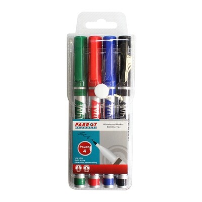 Parrot Products Whiteboard Marker Slimline Pack of 4