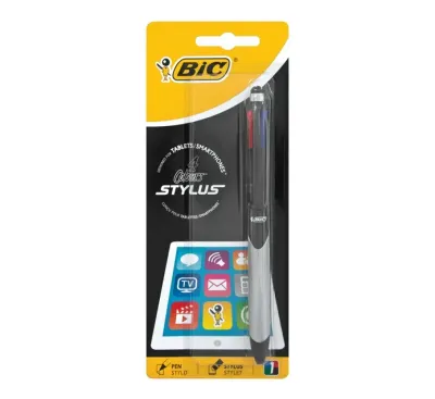 BIC 4 Colour Grip Stylus Blister 1.0mm