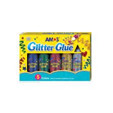 Amos Glitter Glue Jumbo 120ml 5pc Assorted