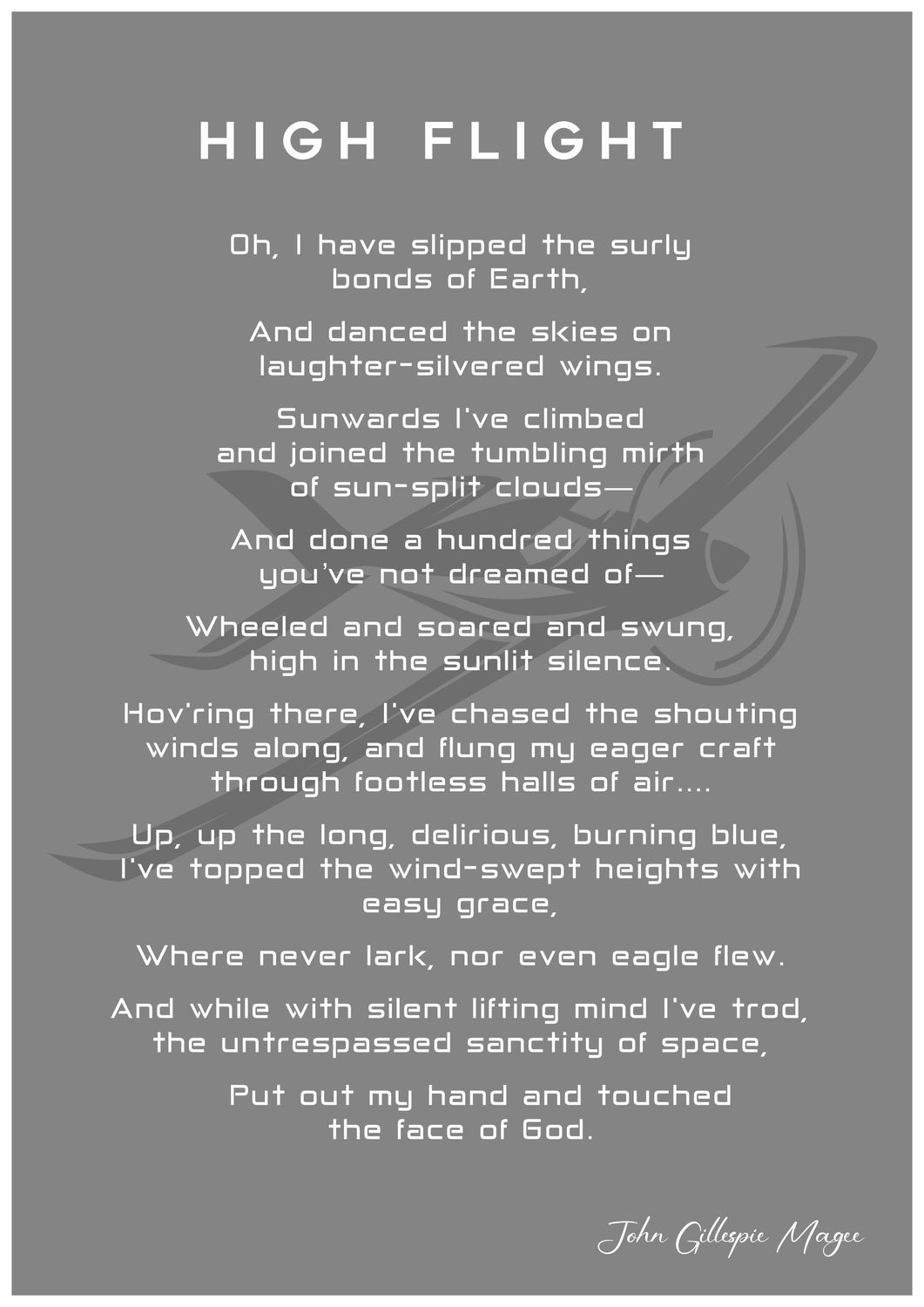 KittiHawk HIGH FLIGHT A4 Poster with verse