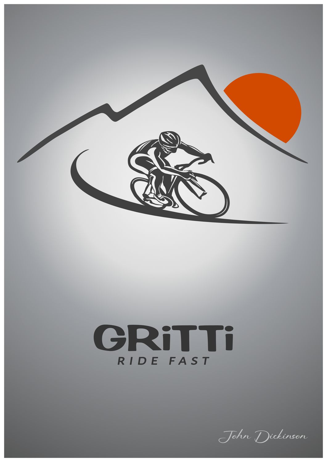 GRiTTi RIDE FAST A4 Poster with Mountain and Sun