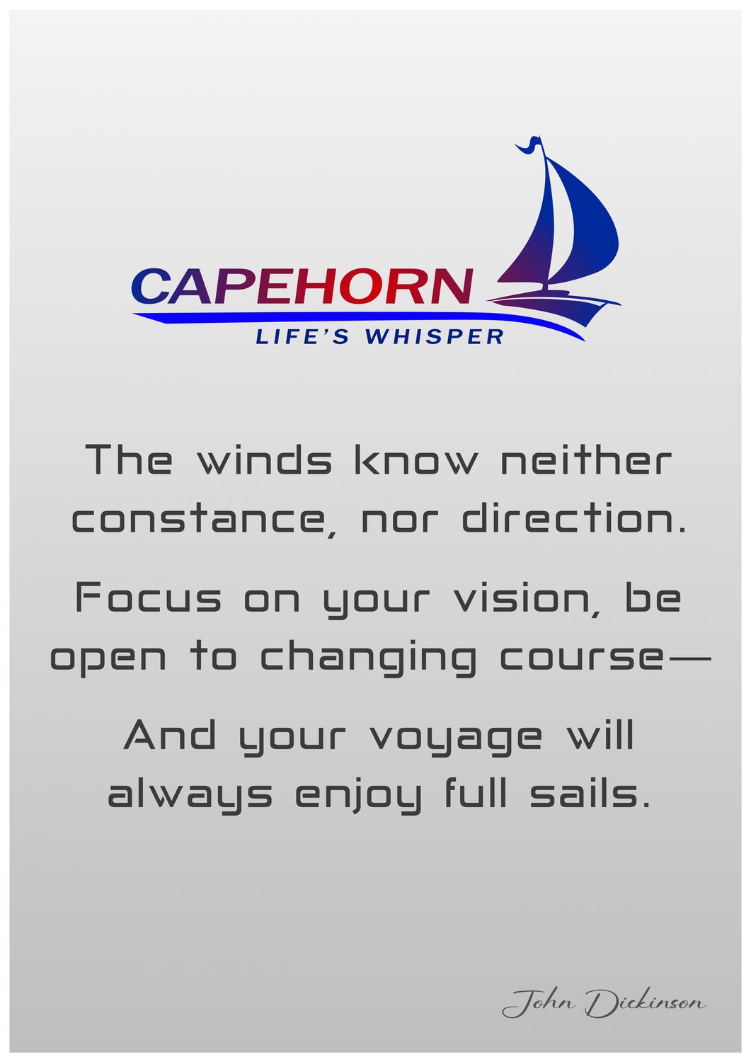 CAPEHORN Life&#39;s Whisper A4 Poster with Full Sail Verse