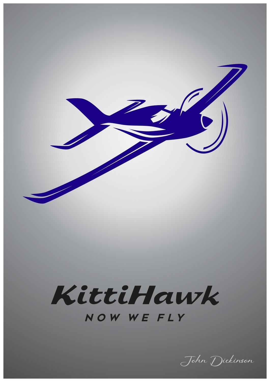 KittiHawk NOW WE FLY A4 Poster in deep blue