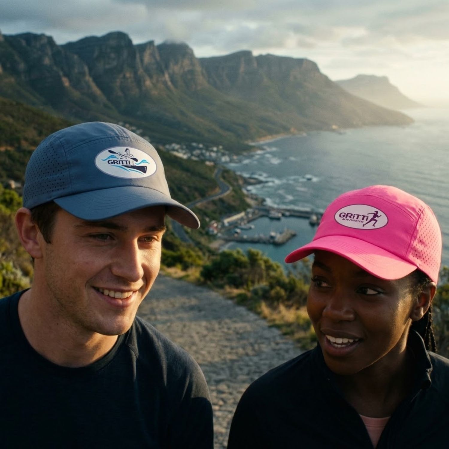 Quick-dry outdoor caps with GRiTTi sporting logos