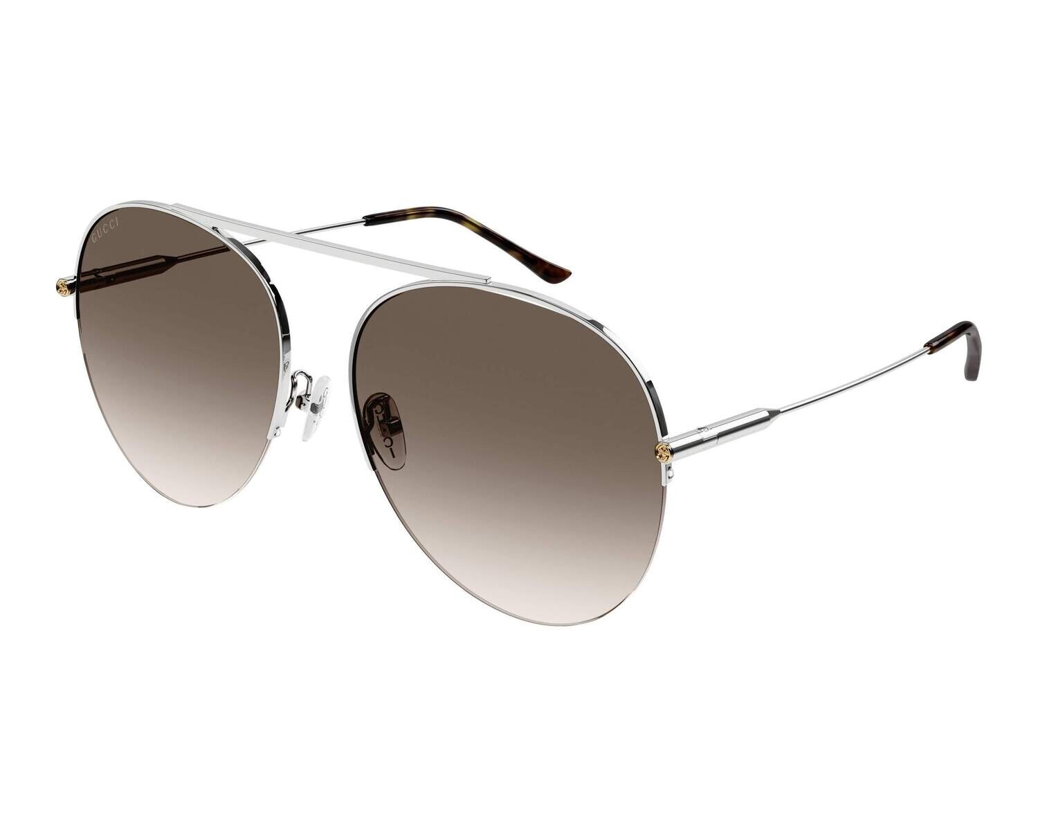 GUCCI GG1413S-002-61 Silver Silver Brown