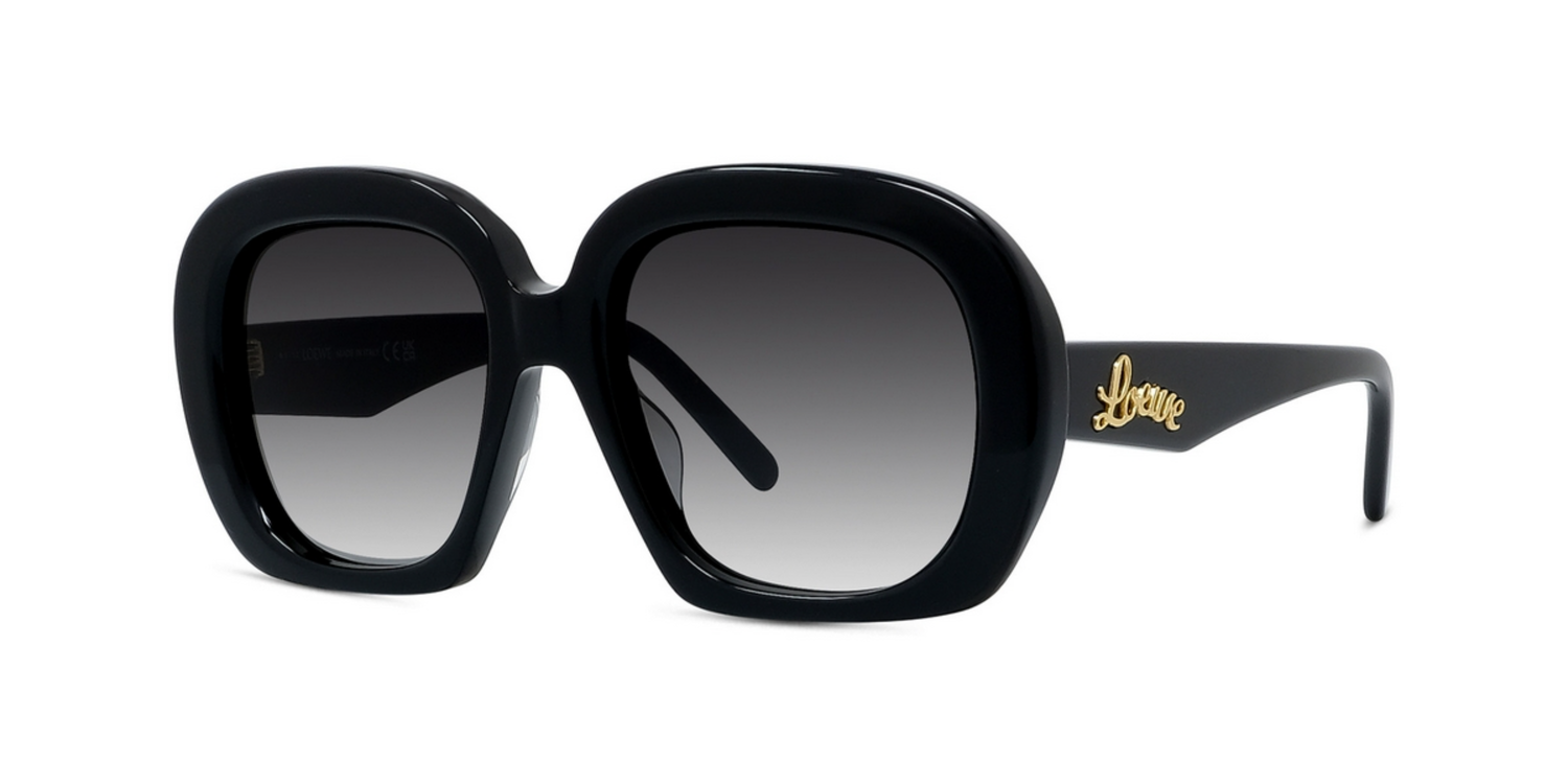 LOEWE CURVY LW40113U-5301B GEOMETRIC SHINY SOLID BLACK