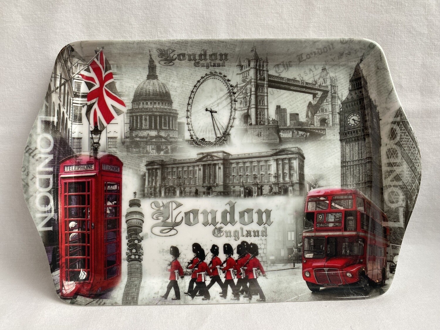 Snack Tray, Design: London Grey/Red