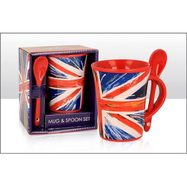 Union Jack Large Mug and Spoon set