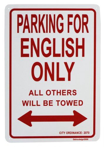 Parking signs, metal, Product: English Parking Only