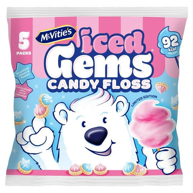 McVities Candy Floss Iced Gems, 5 pack