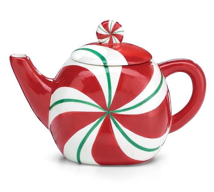 Peppermint Swirl Ceramic Teapot