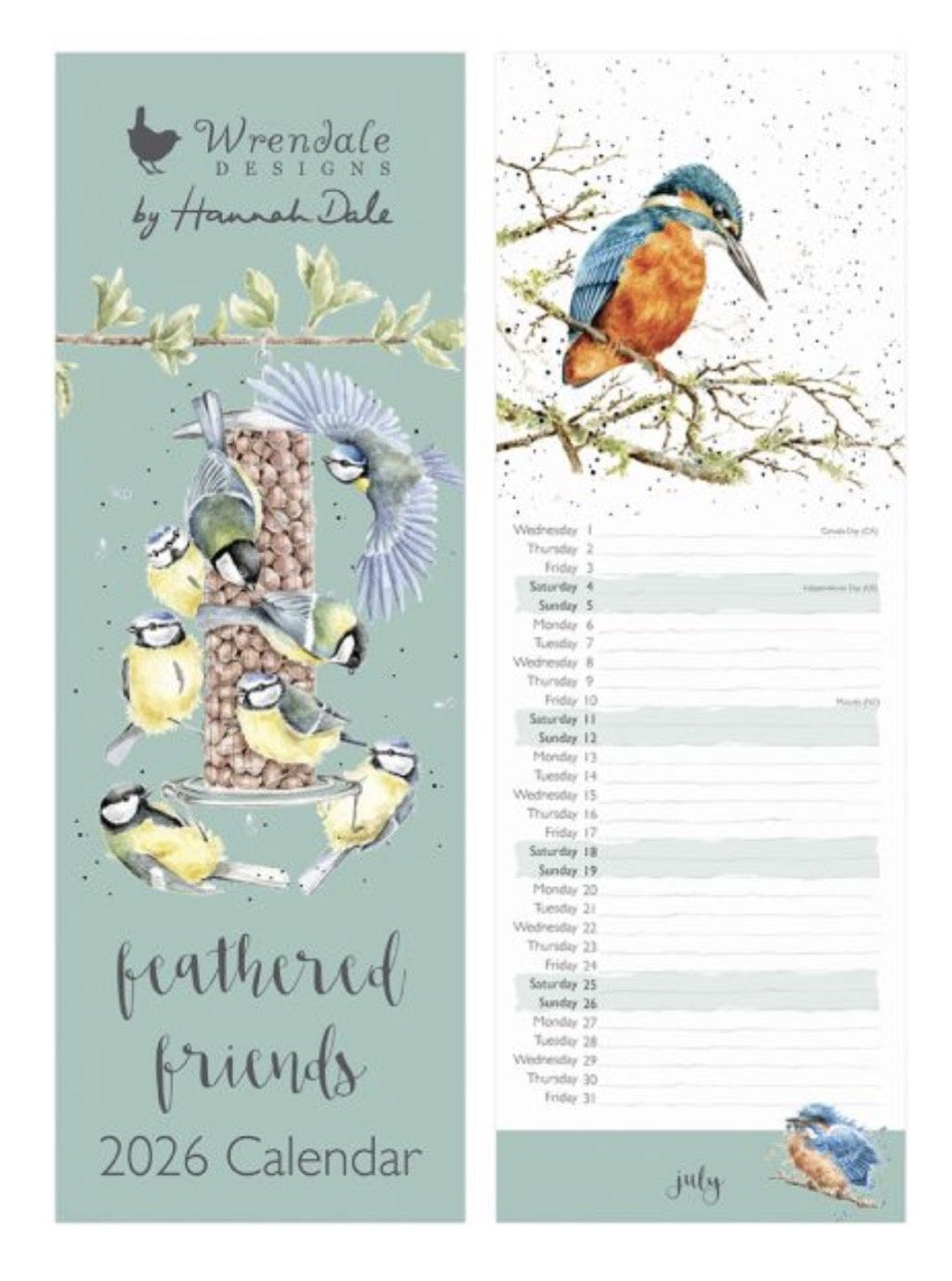 Wren 2026 “Feathered Friends” Slimline Calendar