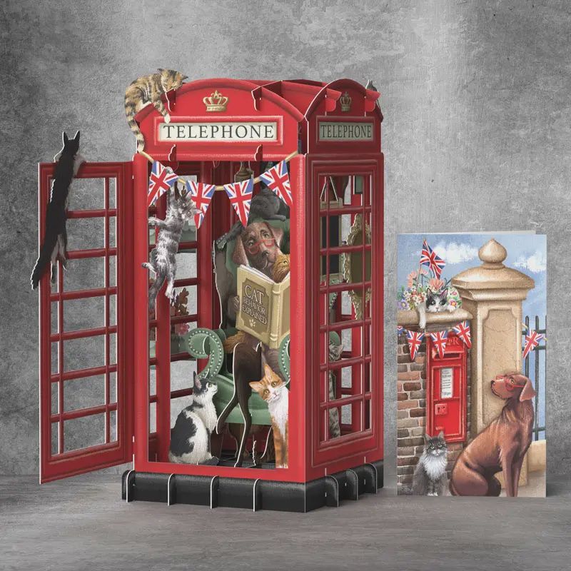 3D Pop Up Greeting Card, Telephone Box