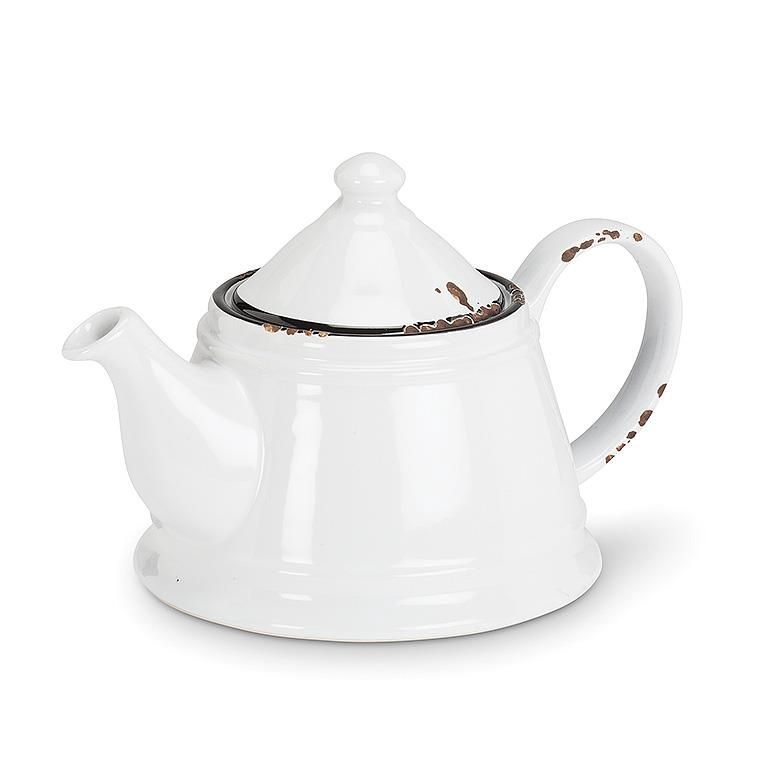 Enamel Look Teapot, 32oz, Color: White